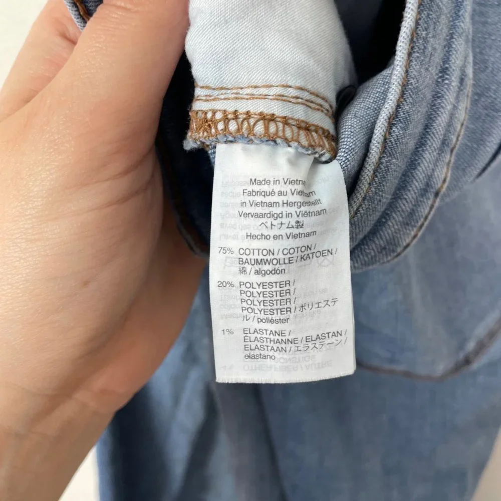 J. Crew Factory Woman's Sz 31High Rise Medium Wash Skinny Jeans Frayed Acid Wash - Picture 4 of 9